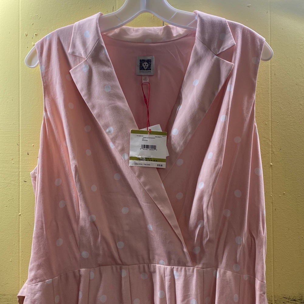 NWT! Anne Klein Women's Polka-Dot Wrap Sleeveless V-Neck Cherry Blossom dress
